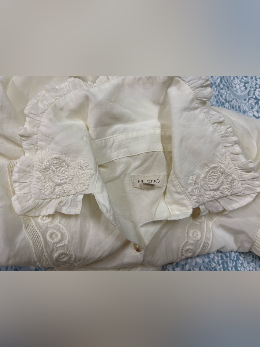 Pilcro White Embroidered Button-Down Blouse - Picture 9 of 13